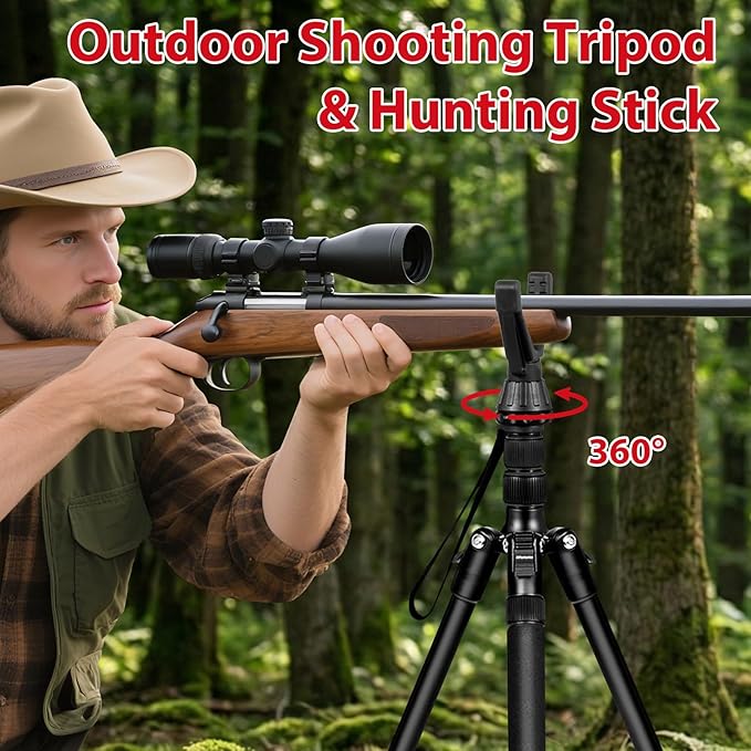 68" Ball Head Camera Tripod & Monopods, 360° Smooth Rotation V-Yoke Rifle - Image 4