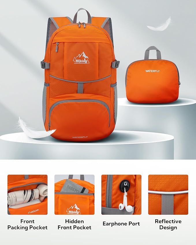 WATERFLY Hiking Packable Daypack Backpack: 25L Ultra Lightweight Day Pack - Image 3