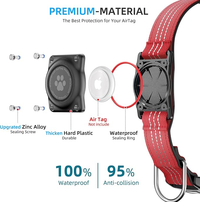 Upgraded AirTag Dog Collar, IP68 Waterproof Air Tag Dog Collar Holder, - Image 3