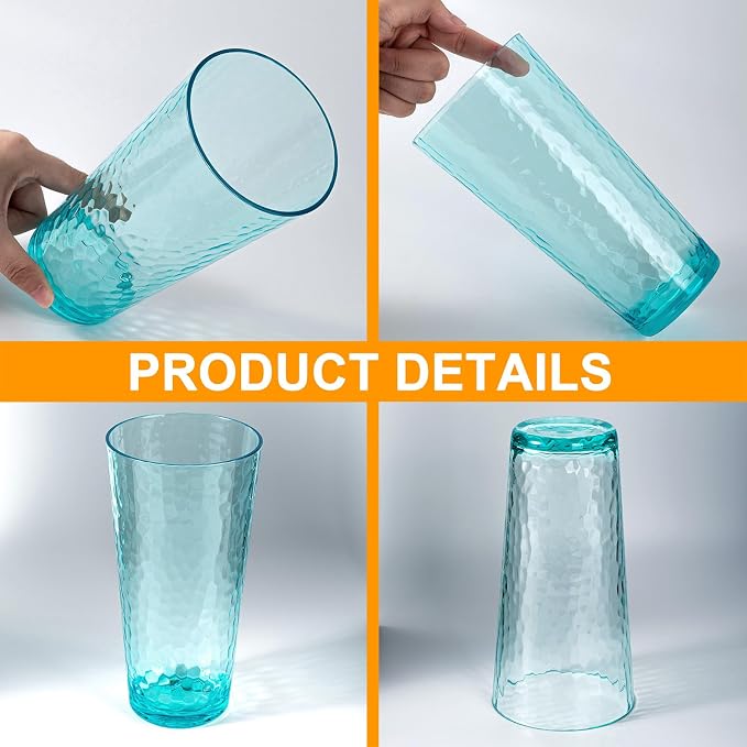 26-ounce Acrylic Highball Glasses Plastic Tumbler Larger Drinking Glasses - Image 4