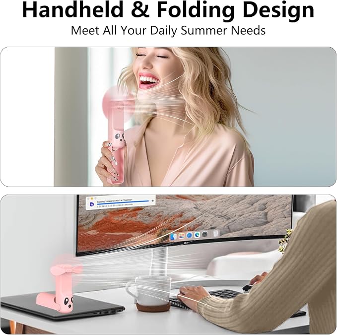 Portable Handheld Personal Fan, 4 IN 1 USB-C Rechargeable Mini Eyelash Fans - Image 5