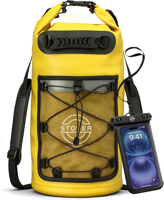 STOVER 5/10/25/30/40/55L Waterproof Dry Bag- Roll-Top Backpack w/Phone Case- by STOVER