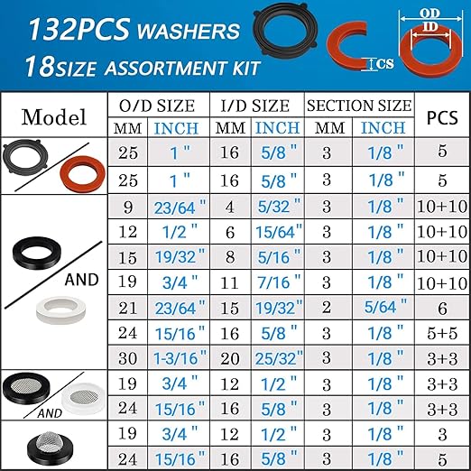 ZDBB 1000 Pcs 18 Size O Ring Kit+18 Size Rubber Washers Assortment Kit - Image 3