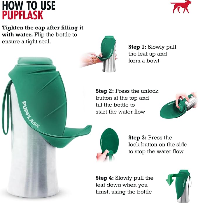 PupFlask Large Dog Water Bottle | 27 or 40 OZ Stainless Steel | Convenient Dog - Image 3