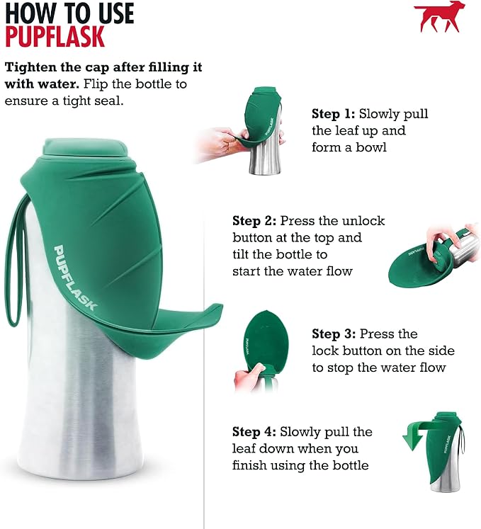 PupFlask Large Dog Water Bottle | 27 or 40 OZ Stainless Steel | Convenient Dog - Image 3