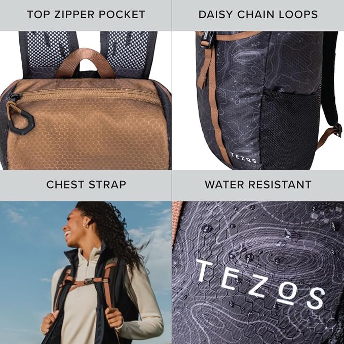 Tezos Juniper Daypack, Lightweight Hiking Backpack and Hydration Pack - Image 3