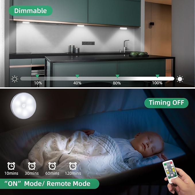 LED Closet Lights Wireless Motion Sensor Puck Light, Newest Version USB - Image 4