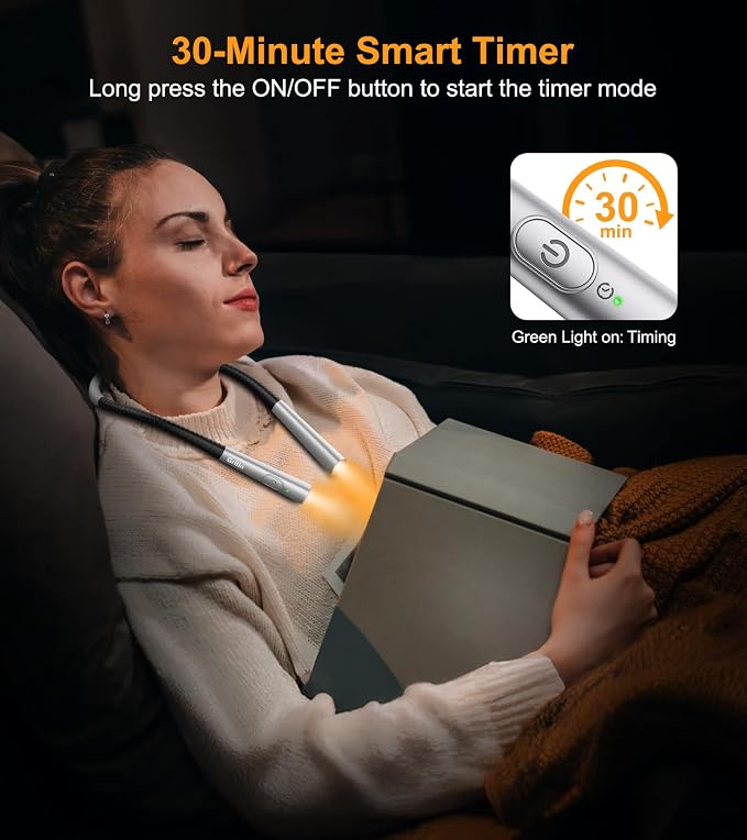 Gritin Book Light, Eye Caring 4-Color & 5-Brightness Neck Light Reading Light- - Image 7