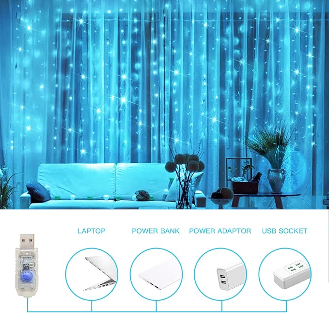 suddus Curtain Lights for Bedroom, 200 Led 6.5ft x 6.5ft Hanging String Lights - Image 5