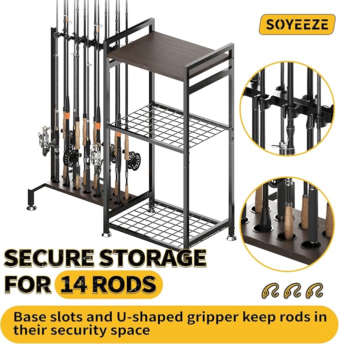 SOYEEZE Fishing Rod Holder for 14 Rods, Ground Stand Fishing Pole Holders for - Image 3