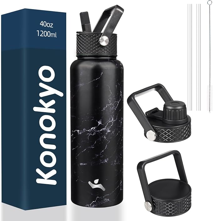 Konokyo 40oz Insulated Water Bottle Stainless Steel Sport Bottles by Konokyo