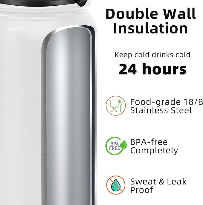 Fanhaw 40 oz Insulated Stainless Steel Water Bottle - Image 3