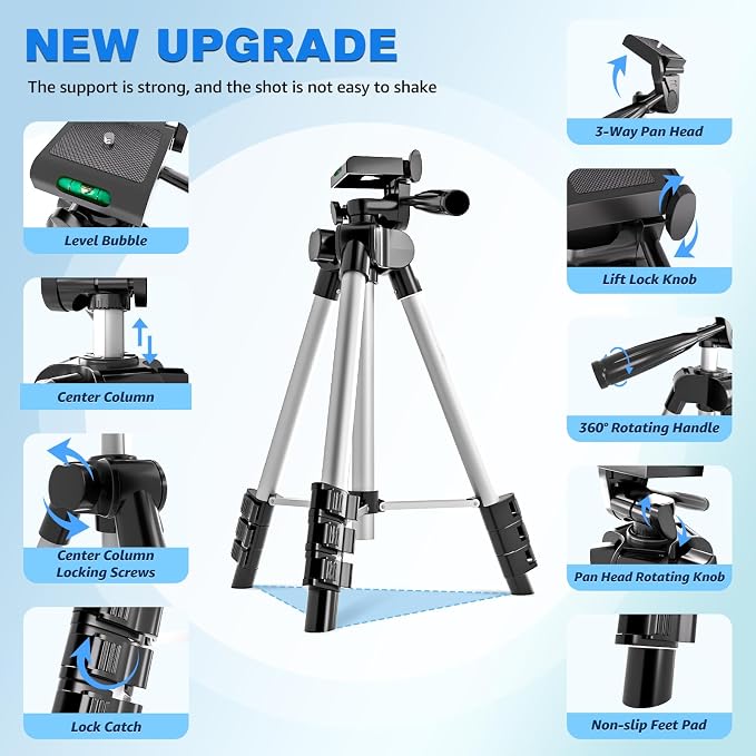 Phone Tripod, Lusweimi 44-inch iPhone Tripod - Image 3