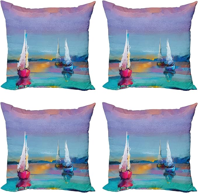 Ambesonne Abstract Oil Painting Decorative Throw Pillow Case Pack of 4 by Ambesonne