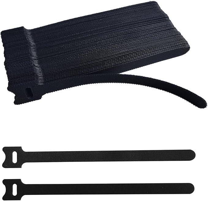 8 Inches Black Reusable Cable Ties, Cable Organizer, Cord Wrap and Hook Loop by Unknown