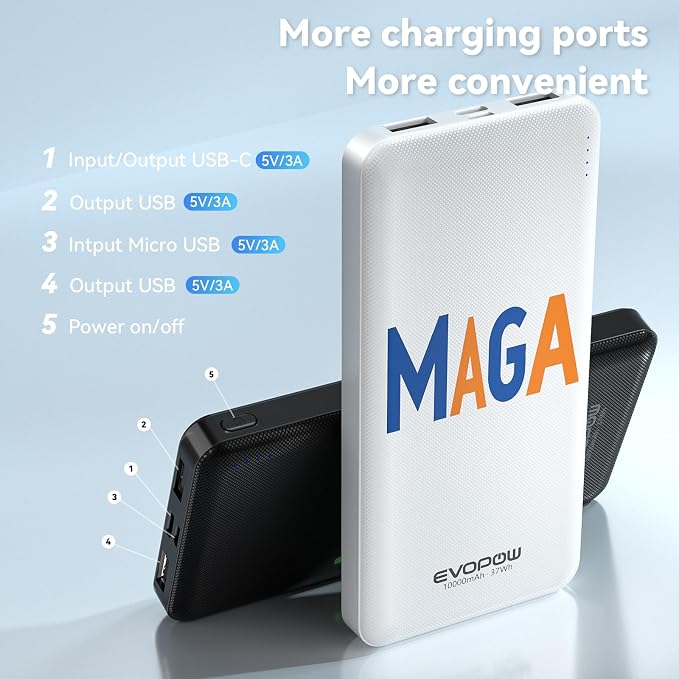 2-Pack 10000mAh Portable Charger Power Bank, Ultra Slim Battery Pack, 15W USB-C - Image 3