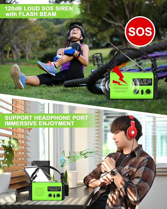 Emergency Crank Radio, 20000mAh / 74000mWh Solar Hand Crank Weather Radio - Image 8