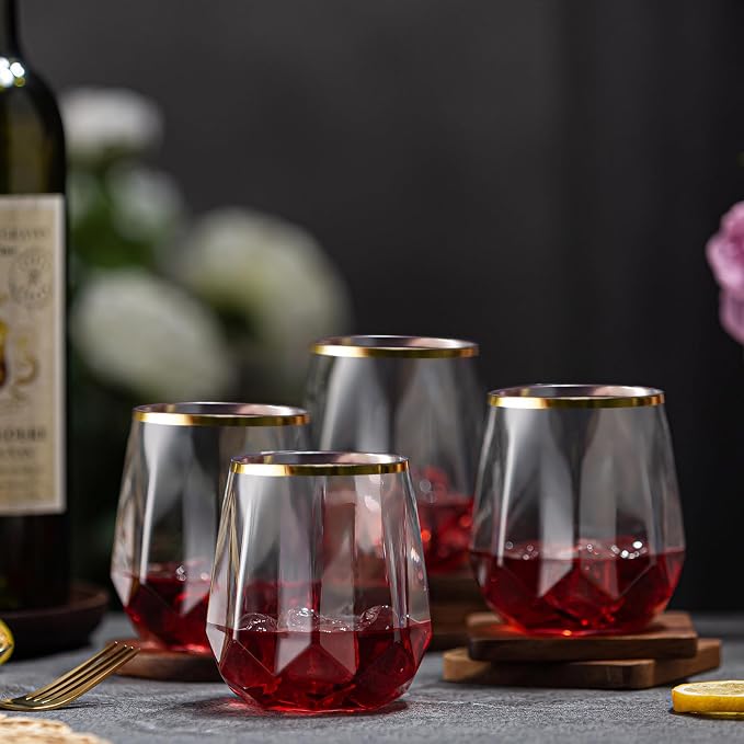 Lueumxc 40 Pack Plastic Wine Glasses, 12Oz Diamond Disposable Wine Glasses - Image 9