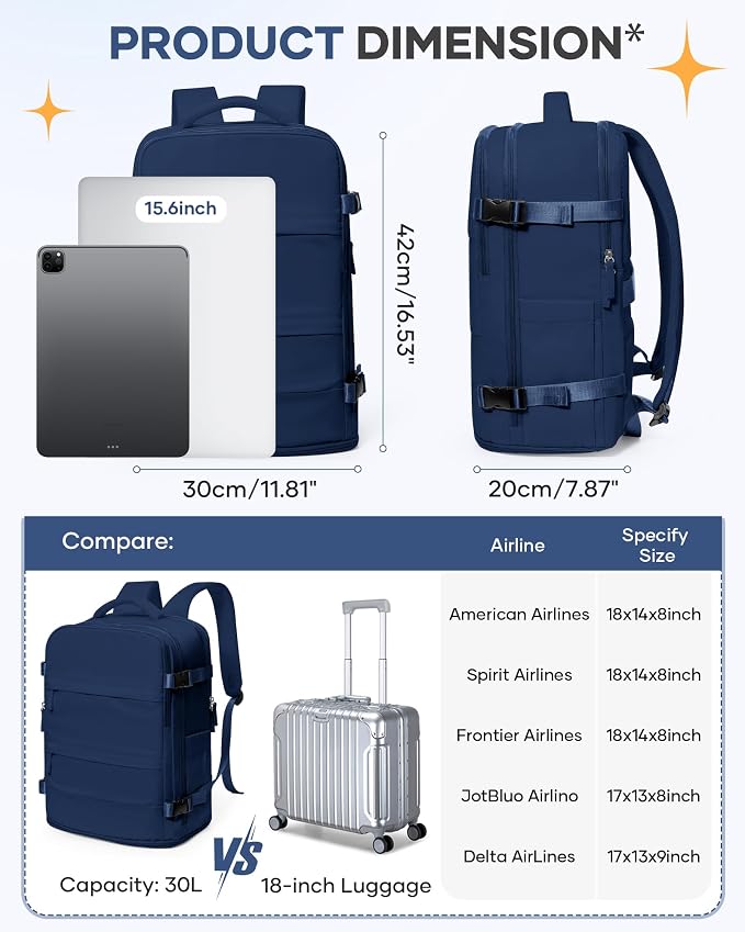 coofay Travel Backpack Carry On Backpack Personal Item Travel Bag Mochila De - Image 4