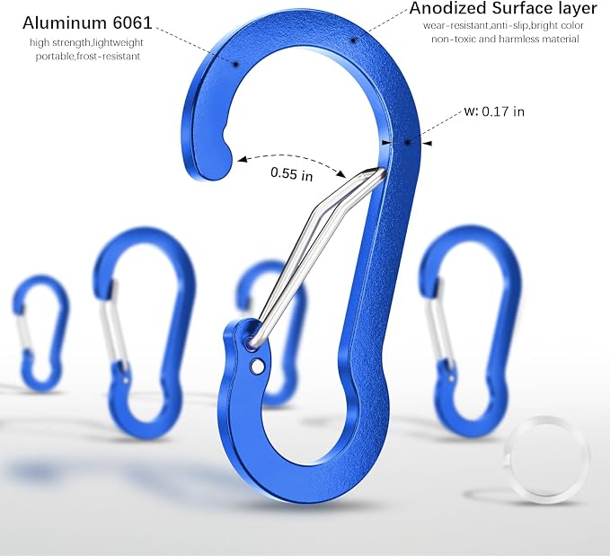 sprookber 2" Small Carabiner Clip, D Ring Caribeener, Spring Snap Hook - Image 4