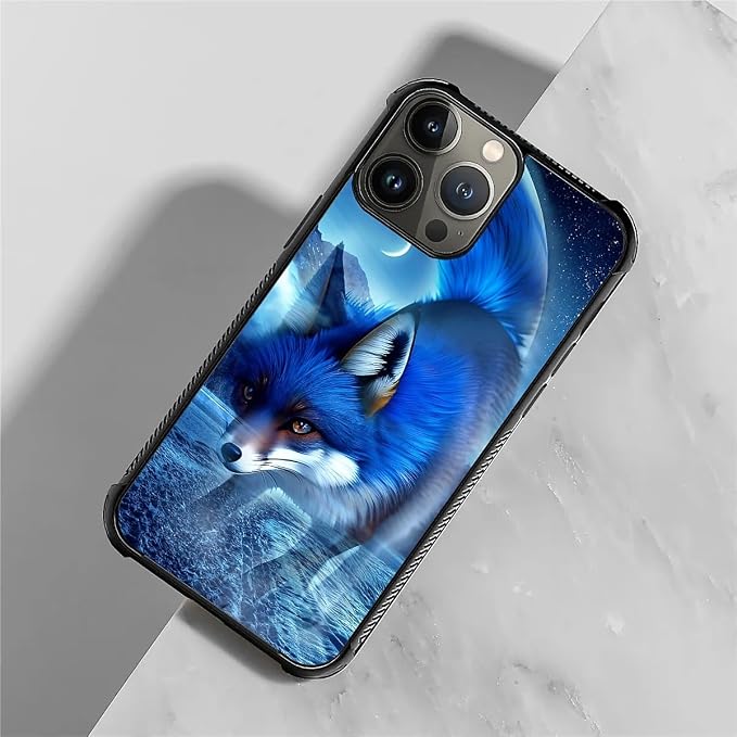 for iPhone 15 Pro Case, Snowy Mountain Fox Lake Pattern Graphic Design Girl Boy - Image 3