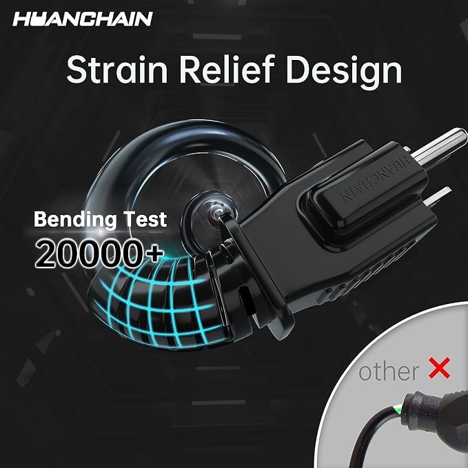 HUANCHAIN Indoor Outdoor Black Extension Cord 15 ft Waterproof, 16/3 Gauge - Image 2