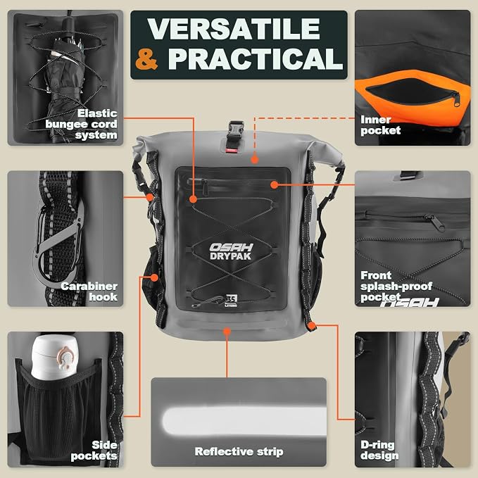 OSAH DRYPAK Waterproof Backpack Dry Bag 35L/55L/85L – Heavy Duty Roll-Top - Image 3