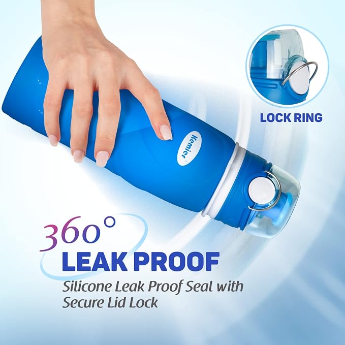 Kemier Collapsible Silicone Water Bottles-750ML, Medical Grade, BPA Free Travel - Image 8