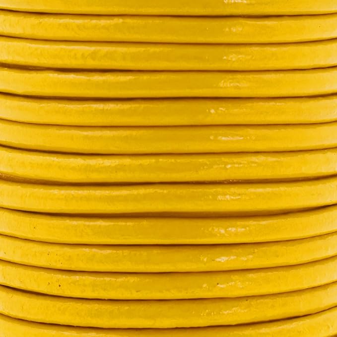 Mandala Crafts Round Genuine Mustard Yellow Leather Cord - Image 3