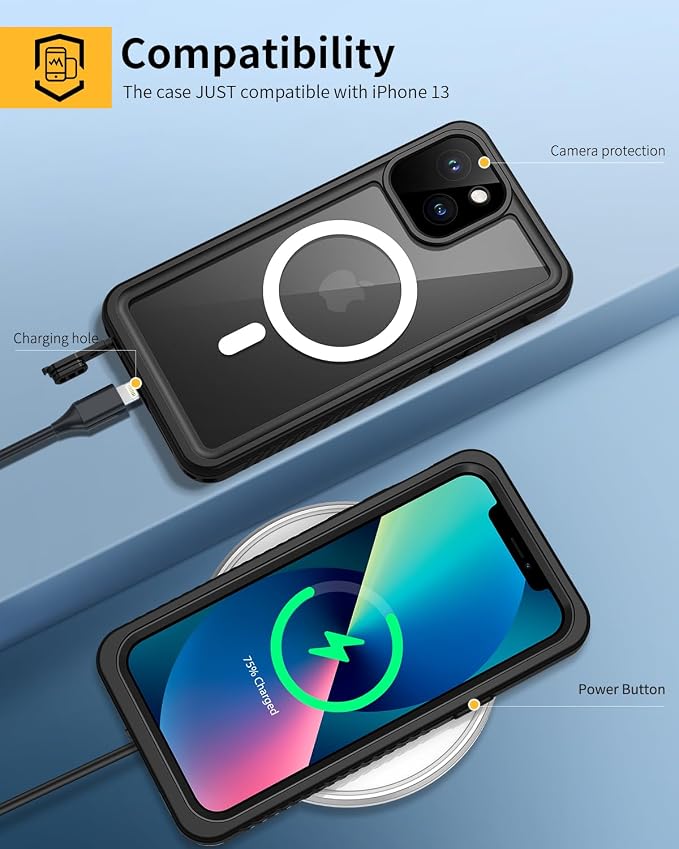 Lanhiem for iPhone 13 Magnetic Case, Waterproof Dustproof Shockproof Case - Image 6