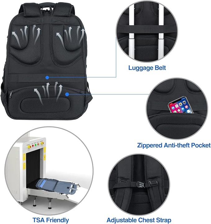 KROSER TSA Friendly Travel Laptop Backpack 18.4 inch XXXL Gaming Backpack - Image 5