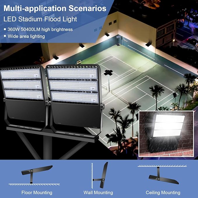 Outdoor LED Stadium Flood Lights 2400W Equivalent Super Bright 52200LM Wall - Image 4