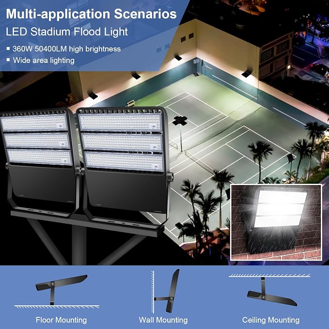 52200LM LED Stadium Flood Light Commercial Eqv 2400W Super Bright 145LM/W 5500K - Image 5
