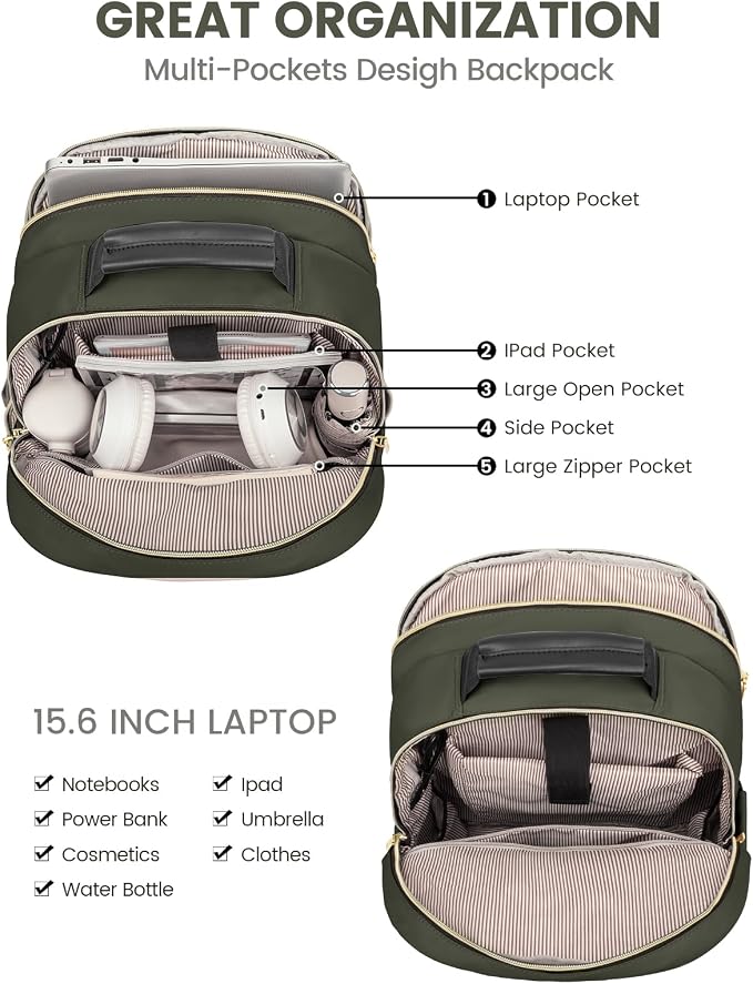 LOVEVOOK Laptop Backpack Purse for Women, Work Business Travel Computer Bags - Image 3