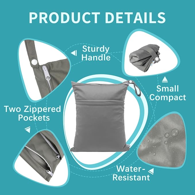 babygoal Wet Dry Bags for Baby Cloth Diapers, Washable Travel Bags, Gym Bag for - Image 2