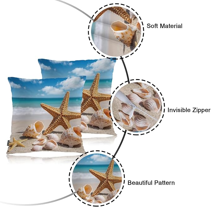 Swono Starfish Decorative Throw Pillow Cushion Covers, Ocean Beach Starfish - Image 7