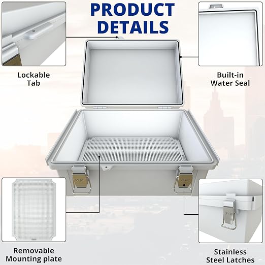 MAKERELE Gray Plastic Waterproof Electrical Box Outdoor, IP67 ABS - Image 4