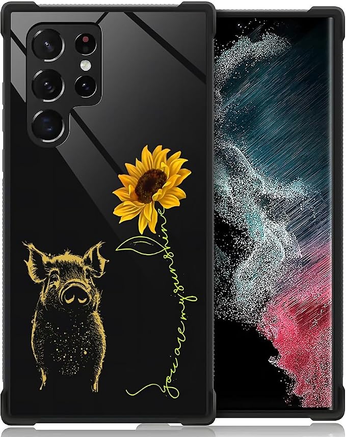 for Samsung Galaxy S22 Ultra Case, Pig Sunflower Yellow Sunshine Pattern by FKBRCL4U