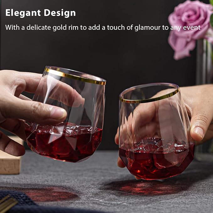 Lueumxc 40 Pack Plastic Wine Glasses, 12Oz Diamond Disposable Wine Glasses - Image 5