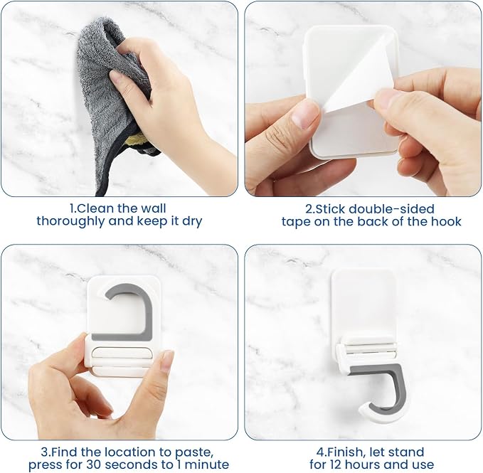 4 Pcs White Broom and Mop Holder Wall Mount Self-Adhesive Anti-Slip Gripper - Image 4