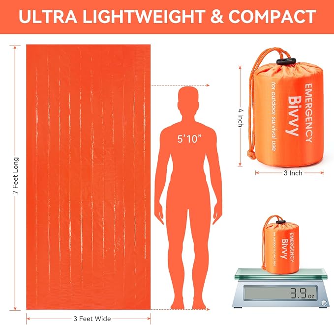 Esky Emergency Sleeping Bag, Survival Bag Portable Thermal Bivy Sack, - Image 5