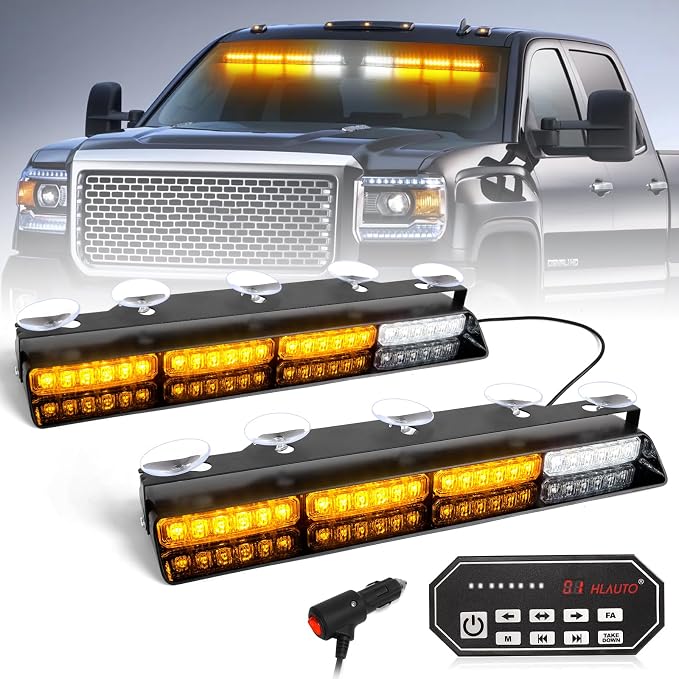 HLauto 604N Emergency Dash Strobe Lights: 2x16.8 inch Amber Security Light by HLauto