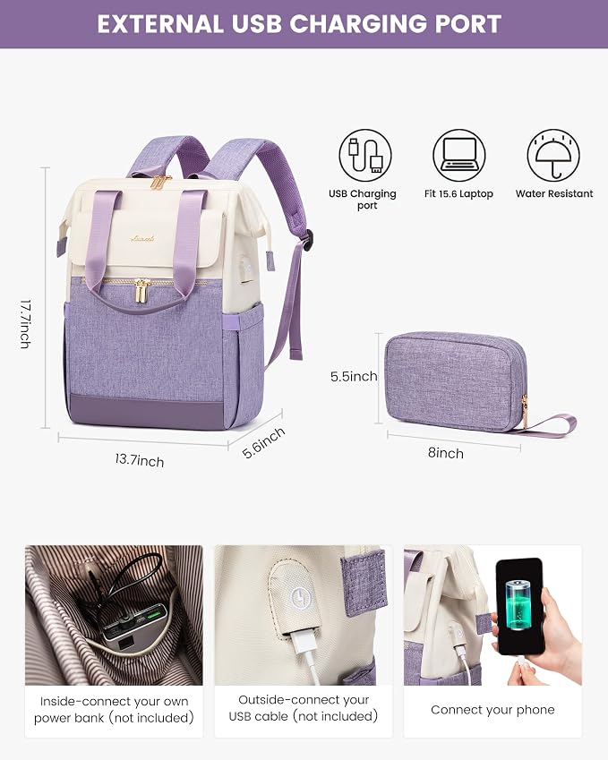 LOVEVOOK Laptop Backpack for Women, 15.6 Inch Work Laptop Bag - Image 5