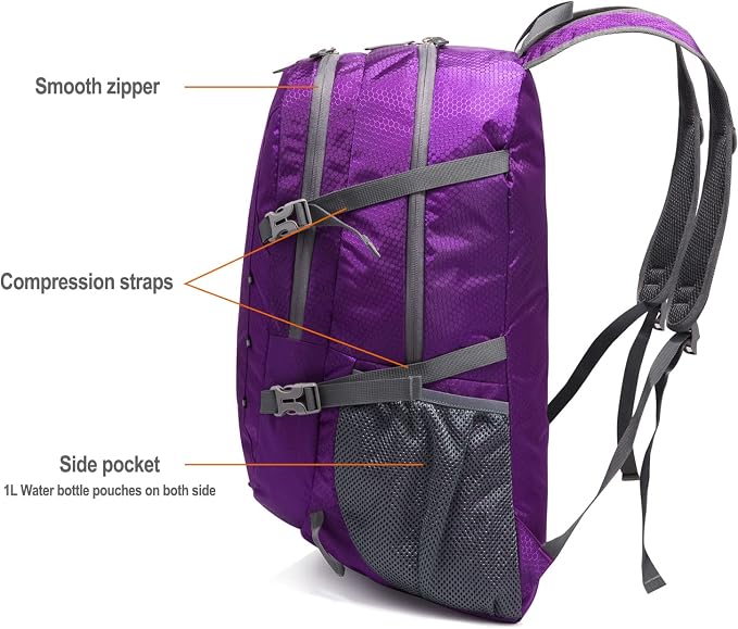 Packable Lightweight Backpack 40L, Ripstop Nylon Foldable Traveling Daypack - Image 7