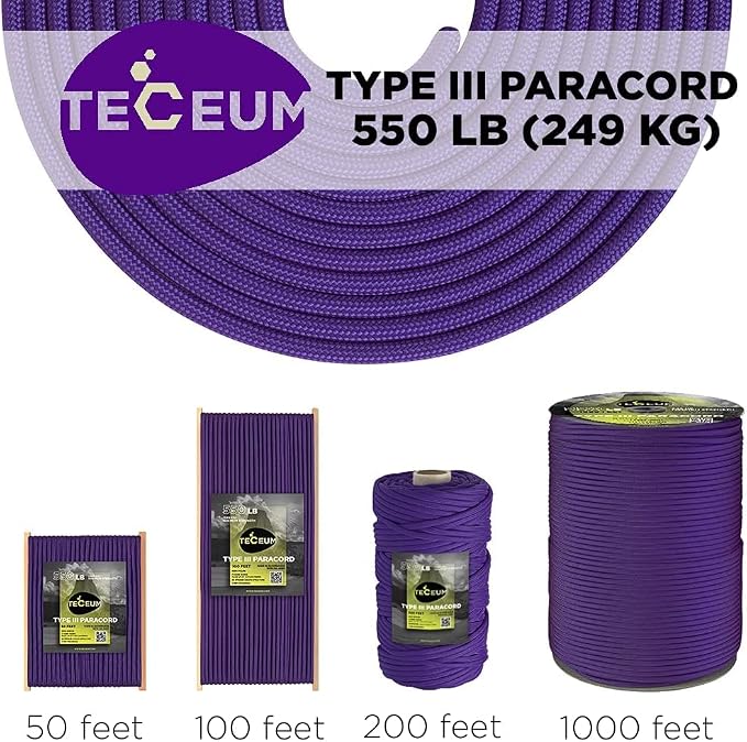 TECEUM Reflective Paracord Rope 1000 – 1000ft/200ft/100ft/50ft – 40+ Colors – - Image 9