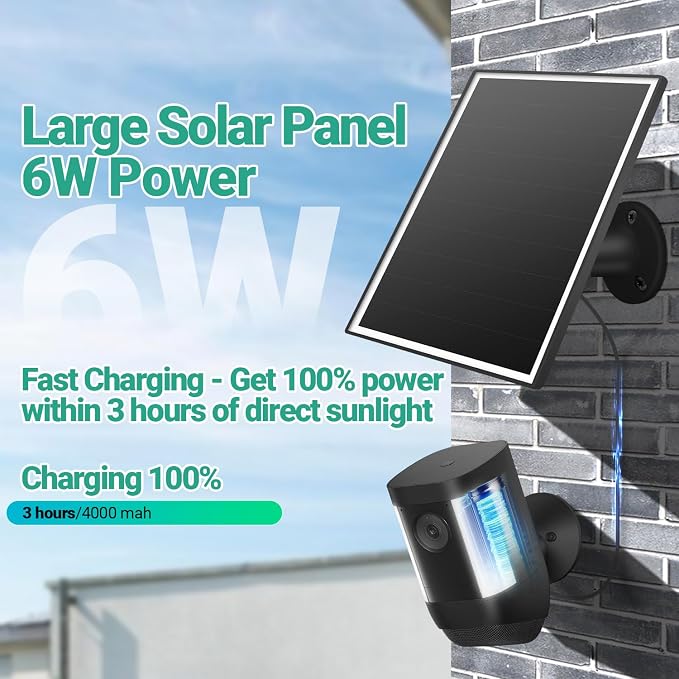Solar Panel for Ring Camera, 6W Solar Charger - Image 3