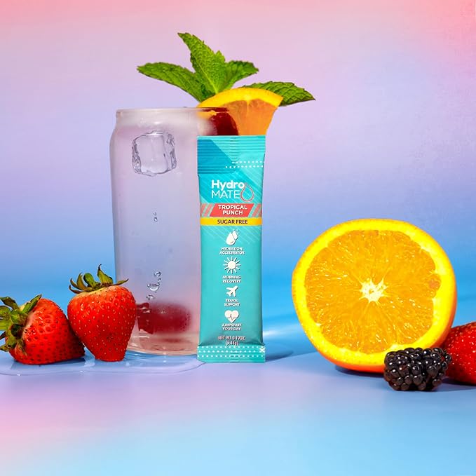 Electrolyte Powder Sugar-Free Hydration Packets Tropical Punch HydroMATE 30 - Image 2