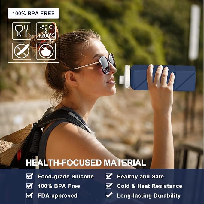 BEAUTAIL Collapsible Water Bottles 20.6oz 2 Pack, Silicone Foldable Portable - Image 2