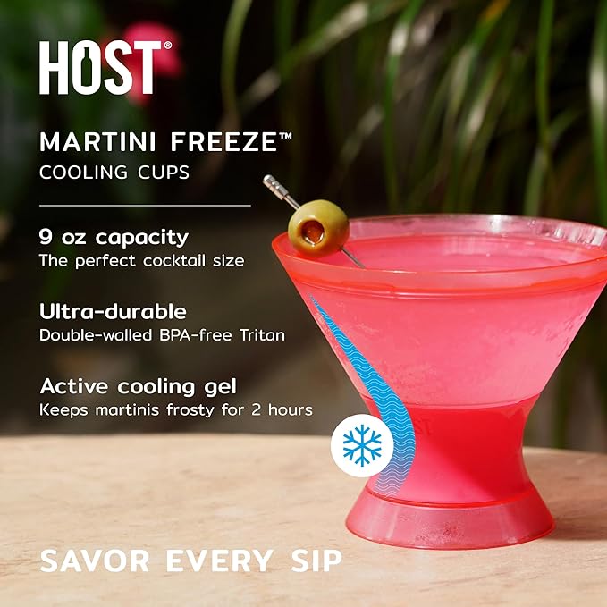 HOST Freeze Insulated Martini Cooling Cups, Plastic Freezer Gel Chiller Double - Image 2