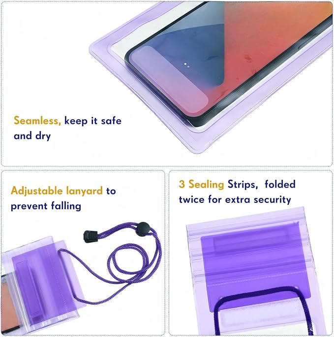 Flutesan 50 Pack Clear Waterproof Phone Pouch Universal Waterproof Phone Case - Image 6
